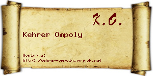 Kehrer Ompoly névjegykártya